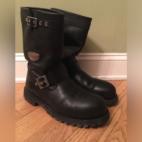 Redwing Steel Toe Black Engineer Boots 10 E2 - Picture 1 of 11